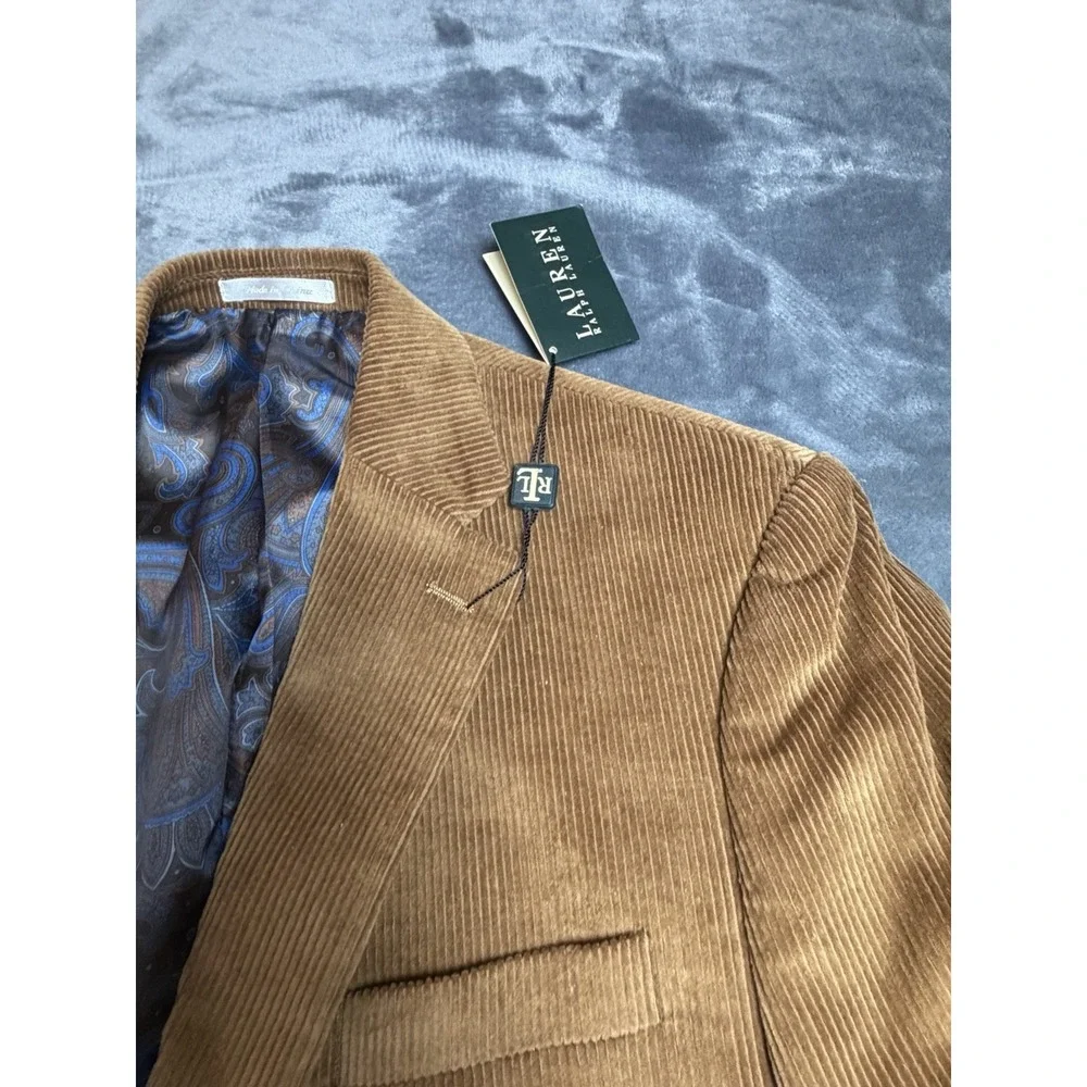 Lauren Ralph Lauren Corduroy Blazer Men's 42 Reg Brown Cotton Sport Coat NWT
